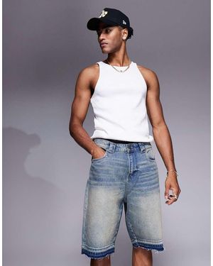 Good For Nothing Pantaloncini Di Jeans Comodi Lavaggio Medio Con Fondo Grezzo - Grigio