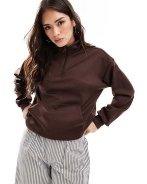 ONLY Half Zip Sweat Top - Brown