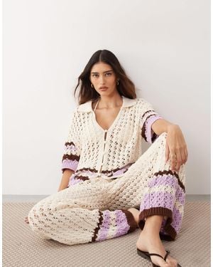 ARRANGE Crochet Shirt Co-ord Cream - Natural