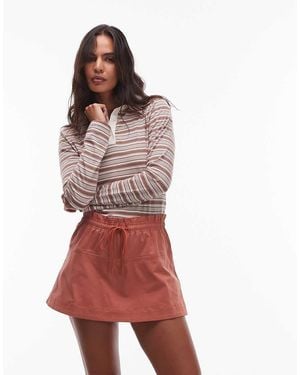 TOPSHOP Elasticated Waist Mini Skort - Red