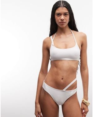 Monki – asymmetrische bikinihose - Weiß