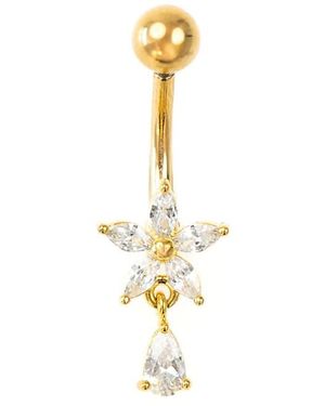 Lovisa Plated Surgical Steel Cubic Zirconia Flower Belly Ring - White