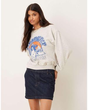 Wrangler Sweatshirt Met Cowboy-Print Op De Borst - Wit