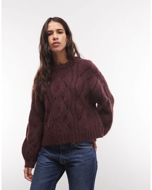 Monki Boxy Cable Knit Sweater - Purple