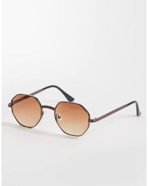 A.J. Morgan Ipo Hexagonal Metal Sunglasses - Natural