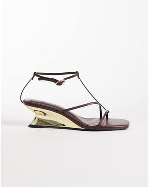 ASOS Hightide Minimal Strappy Electroplated Wedge Sandals - Metallic