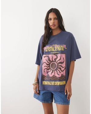 ASOS Oversized T-shirt With Le Festival - Blue