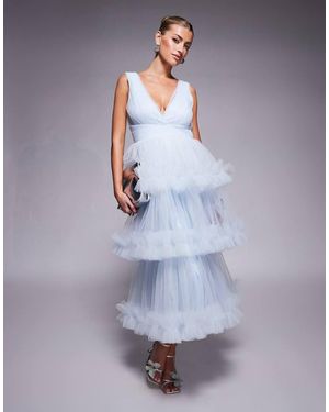 LACE & BEADS Ruffle Tiered Midaxi Dress - Purple