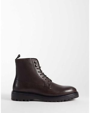 ASOS Lace Up Boots With Cleated Sole - Black