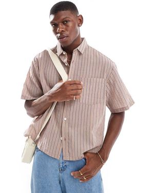 ASOS Camicia Squadrata Oversize Rosa A Righe Testurizzate - Neutro