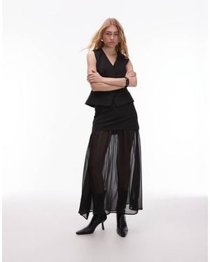 ASOS Tailored Chiffon Layer Maxi Skirt - White
