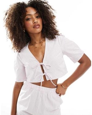 Pimkie Tie Front Cropped Shirt - White