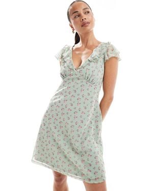 New Look Frill Neck Mesh Mini Dress - White