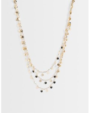 Reclaimed Vintage Festival Disc Chain Layered Long Necklace - White