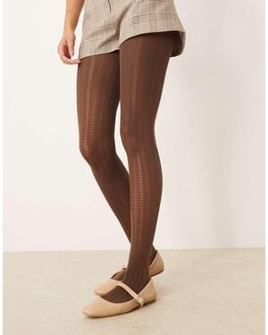 ASOS Collant Cioccolato A Righe Con Cuori E Pois - Neutro