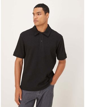 Mango Cotton Mix Ribbed Short Sleeve Shirt - Blue