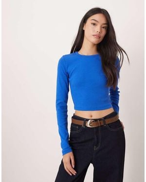 JJXX Feline Long Sleeve Ribbed T-shirt - Blue