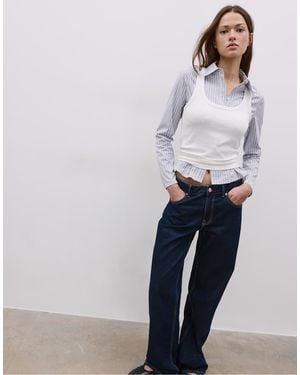 Stradivarius Fitted Shirt With Underbust Seam - Grey