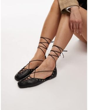 Jeffrey Campbell Lace Up Ballet Flats - Natural