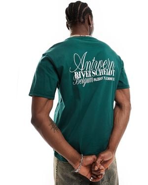Another Influence Antwerp Slogan Oversized Boxy T-shirt - Green