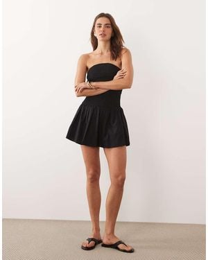 Cotton On Shirred Bandeau Mini Dress - Black