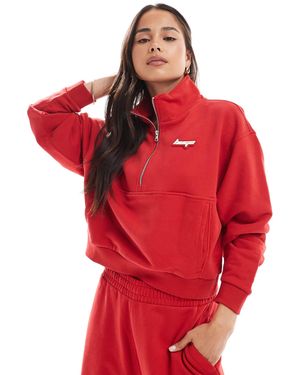 HUGO Dorata Quarter Zip Sweater - Red