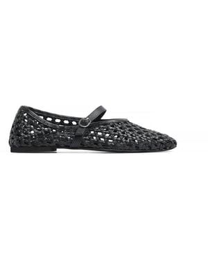 NA-KD Woven Leather Ballerinas - White