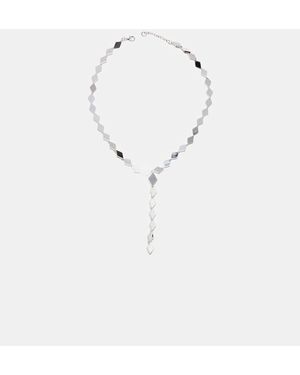 Stradivarius Collana Lariat Grigia Con Cristalli Effetto Diamante - Blu