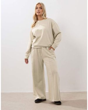 Yours Clothing Sweatshirt & Wide Leg Jogger Set - Natural