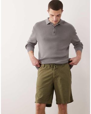 Jack & Jones Drawstring Linen Mix Blend Shorts - Grey
