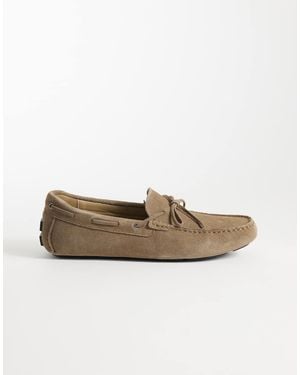 Mango 100% Suede Drivers With Tonal Lacing - Natural