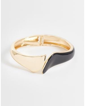 ASOS Cuff Bracelet With Mixed Black Resin And Tone - White