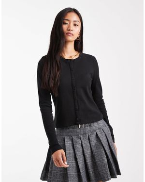 Threadbare Button Up Long Sleeve Jersey Top - Black