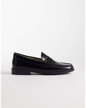 Jack & Jones – penny-loafer aus leder - Schwarz