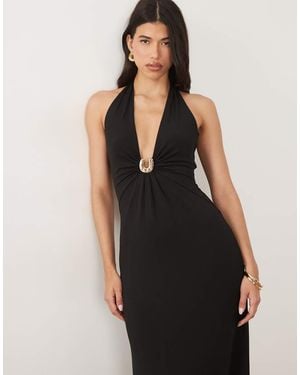 Forever New Jersey Plunge Halter Neck Maxi Dress - Black
