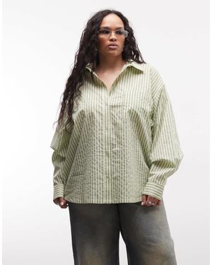 Collusion Plus Oversized Boxy Stripe Shirt - Grey