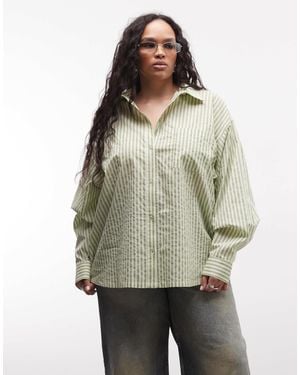 Collusion Plus Oversized Boxy Stripe Shirt - Gray