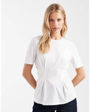ONLY Pleat Detail Cinched T-shirt - White