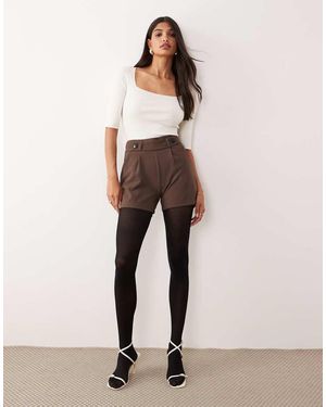 Jdy Pantalones Cortos Chocolate Con Detalle De Botones De - Blanco