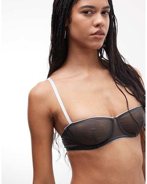 ASOS Emilia Sheer Mesh Underwired Bra With Contrast Trim - Black