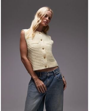 Mango Knitted Button Thorugh Vest - Yellow
