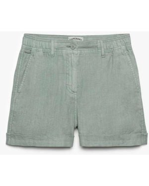Superdry – leinen-shorts - Grün