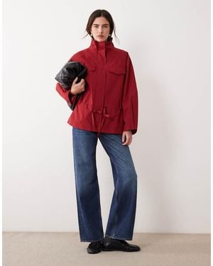 ASOS Slouchy Funnel Neck Utility Jacket With Cinched Waist - Red