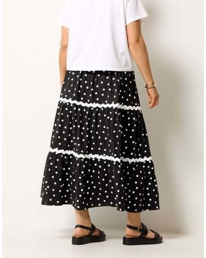 Yours Clothing Polka Dot Maxi Skirt - Black