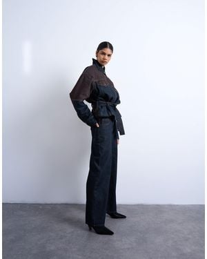 TOPSHOP Two Toned High Rise Loose Fit Jean - Blue