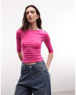 Collusion Slash Neck 3/4 Sleeve - Pink