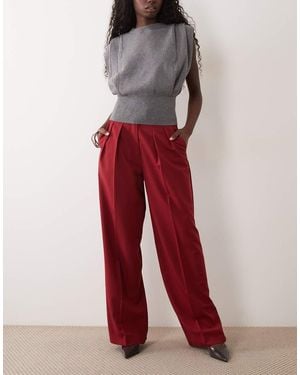 ASOS Wijde Pantalon Met Plooidetail - Rood