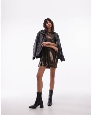 AllSaints – glänzendes t-shirt-kleid - Mettallic