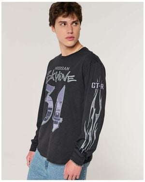 Hollister Long-Sleeve Nissan Skyline Graphic Tee - Blue