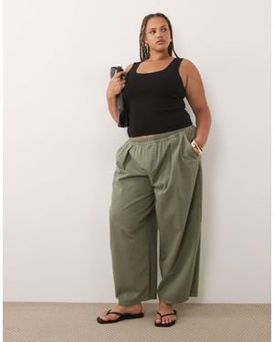 ASOS Asos Design Curve Pull On Tie Waist Barrel Trouser - Green